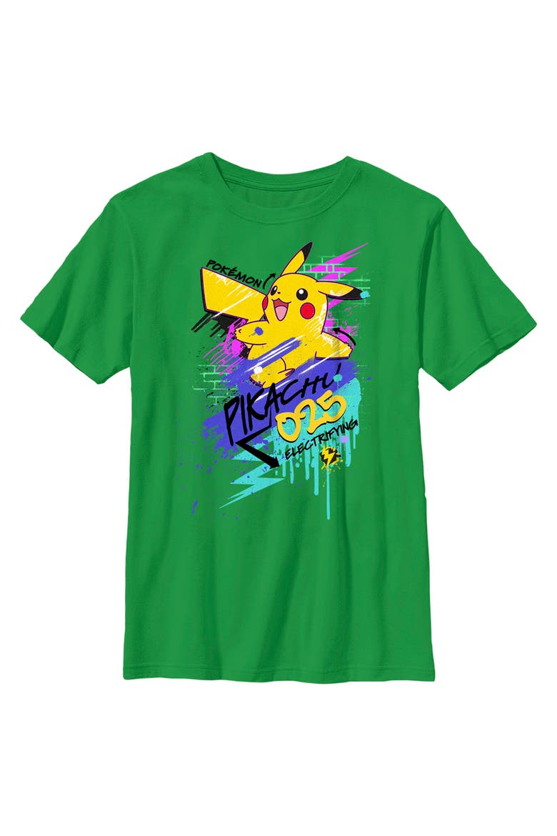 Boy's Pokemon Pikachu 025 Electrifying  Graphic T-Shirt, Main, color, Kelly Green