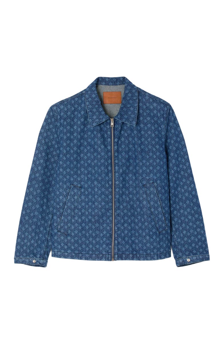 SANDRO Rope motif denim jacket, Alternate, color, Raw-Denim