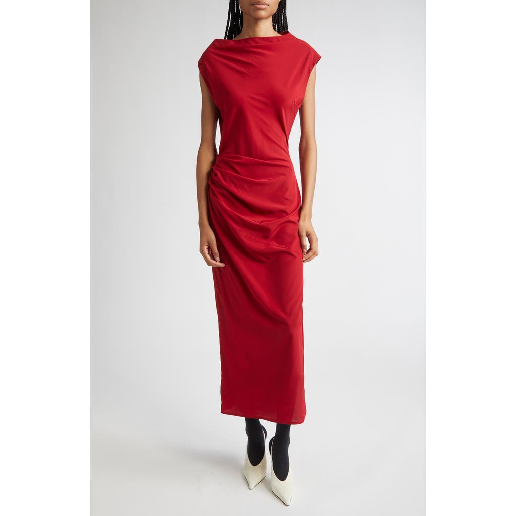 Proenza Schouler Draped Cowl-neck Midi Day Dress In Red