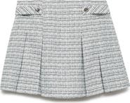 MANGO Button Tab Tweed Miniskirt