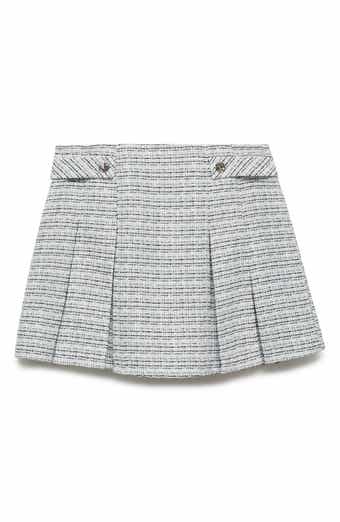 Button Tab Tweed Miniskirt