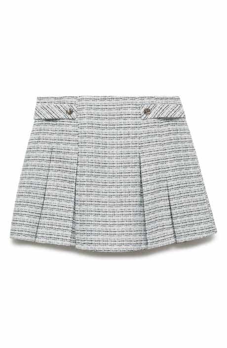 Button Tab Tweed Miniskirt