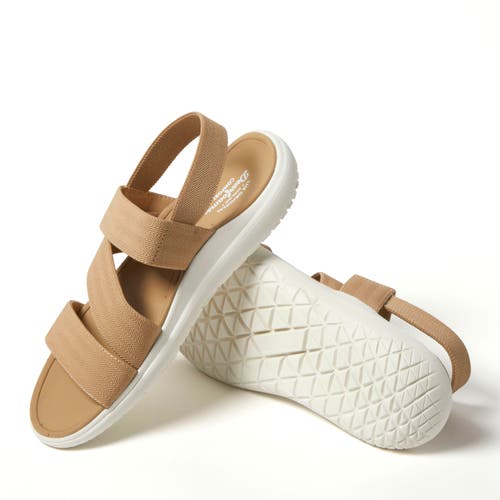 Dearfoams Emilia Elastic Gore Strappy Sandal In Khaki