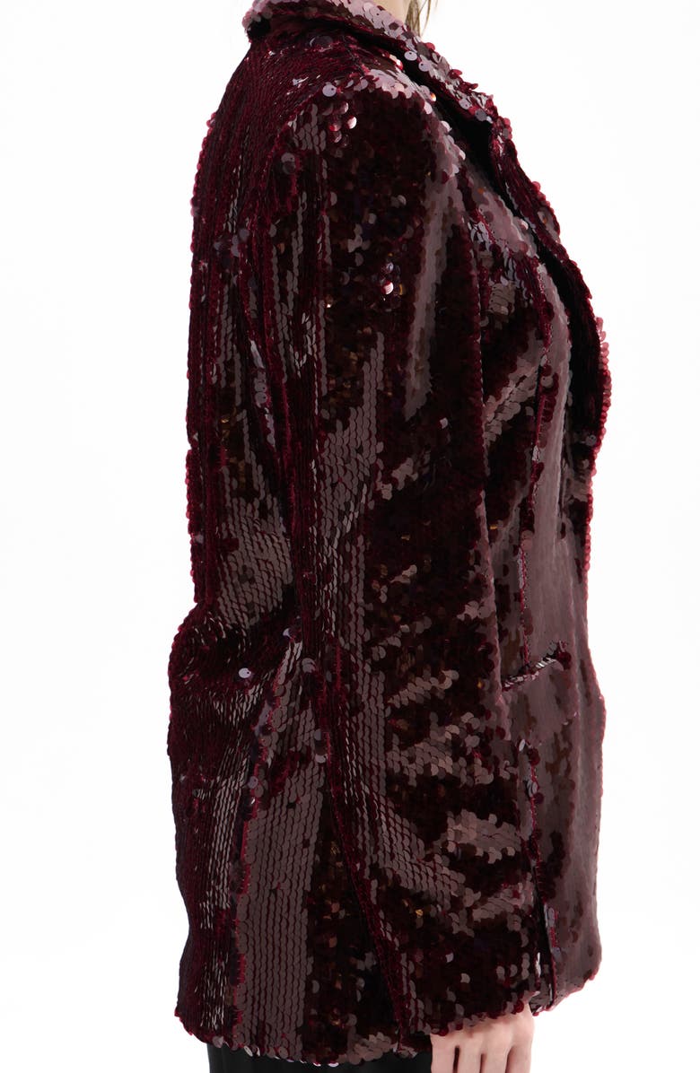 AZALEA WANG Dubai Sequin Blazer, Alternate, color, Burgundy