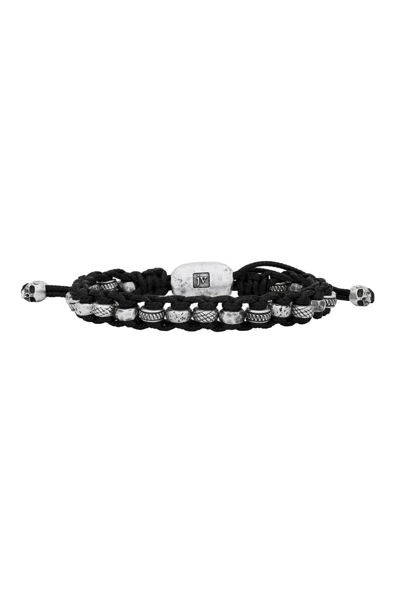 Men's Sterling Silver Beaded Slider Bracelet, Main, color, SILVER