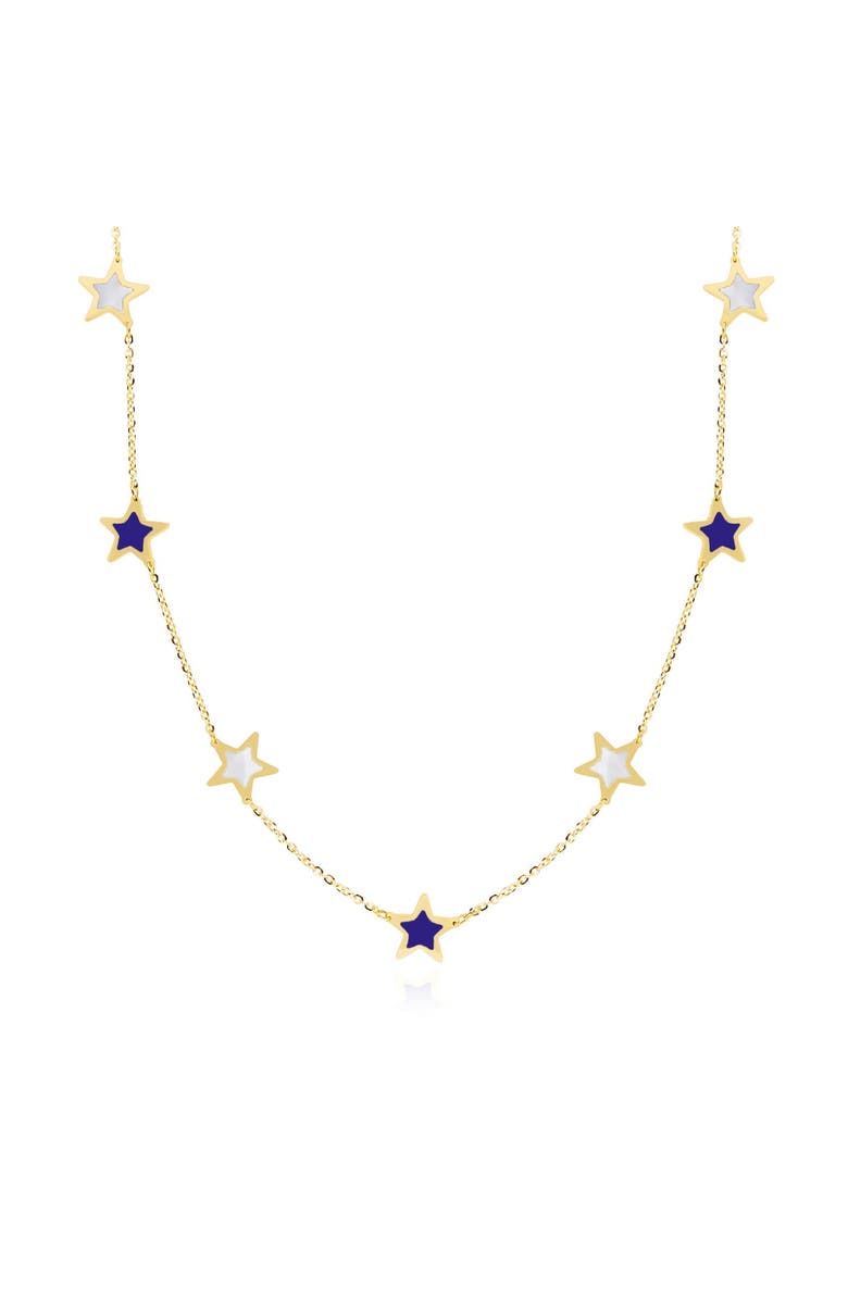 The Lovery Fine Jewelry Lapis and Mother of Pearl Star Station Necklace, Main, color, Lapis And Mother Of Pearl