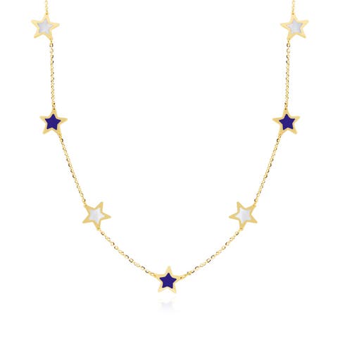 Lapis and Mother of Pearl Star Station Necklace
