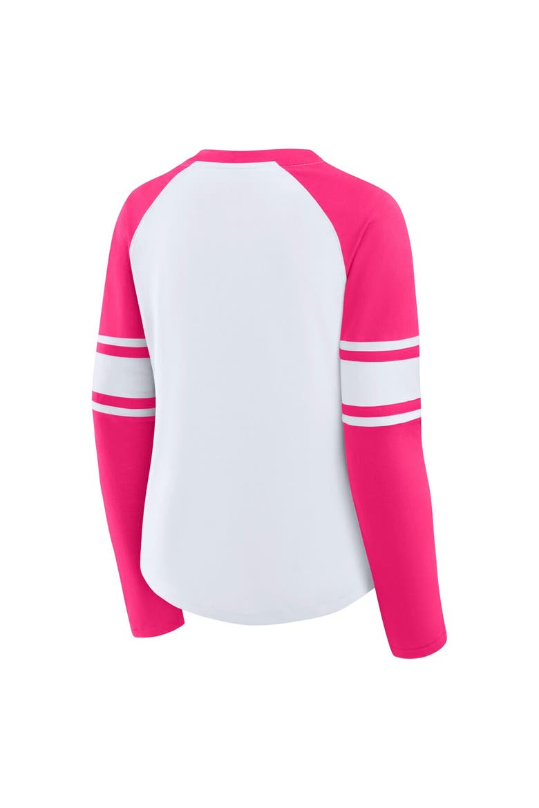 Women's Fanatics White/Pink Dallas Cowboys Redzone Rhinestone Bling Lace Up Long Sleeve T-shirt, Alternate, color, White