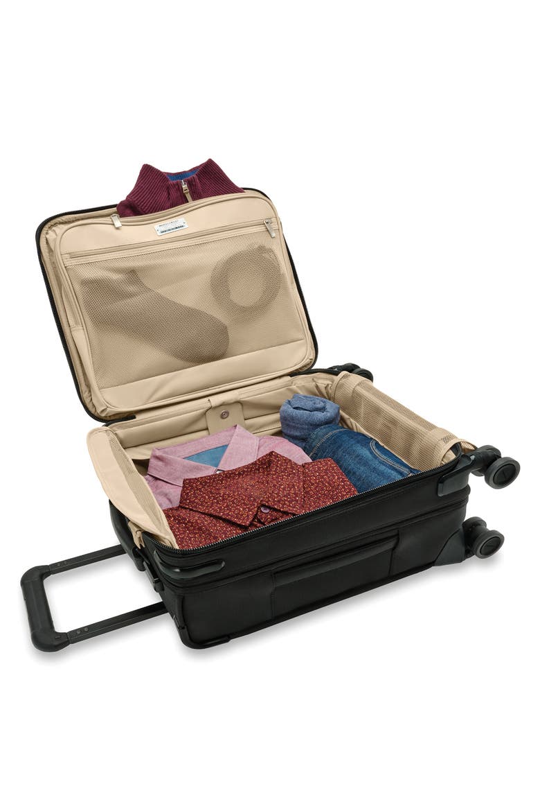 Baseline Compact Spinner Carry-On, Alternate, color, BLACK
