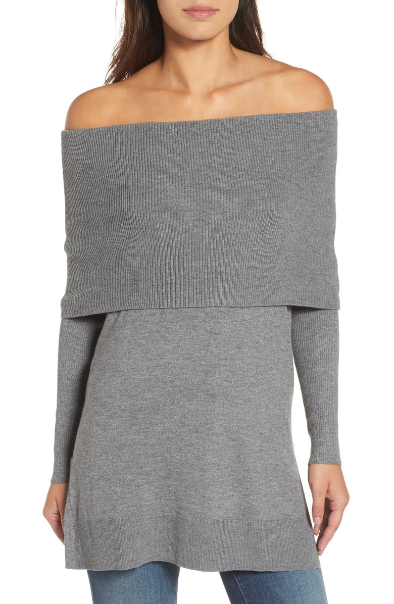 Caslon<sup>®</sup> Side Slit Convertible Cowl Neck Tunic, Alternate, color,