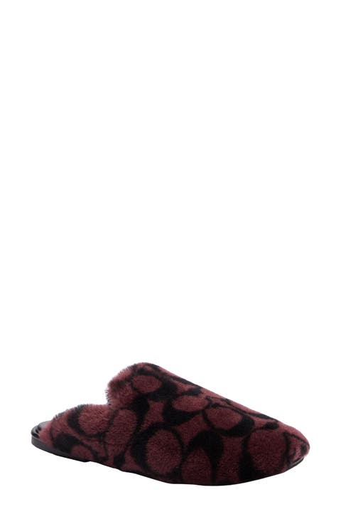 Signature Monogram Genuine Shearling Slipper (Women)