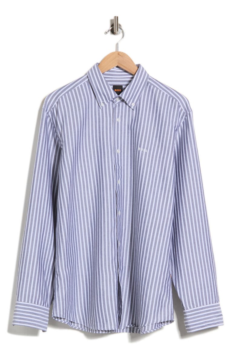 Ricoplus Striped Button Down Shirt, Main, color, DARK BLUE