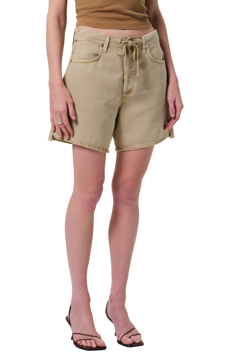 Citizens of Humanity Brynn Drawstring Waist Wide Leg Denim Shorts, Main, color, Hempseed