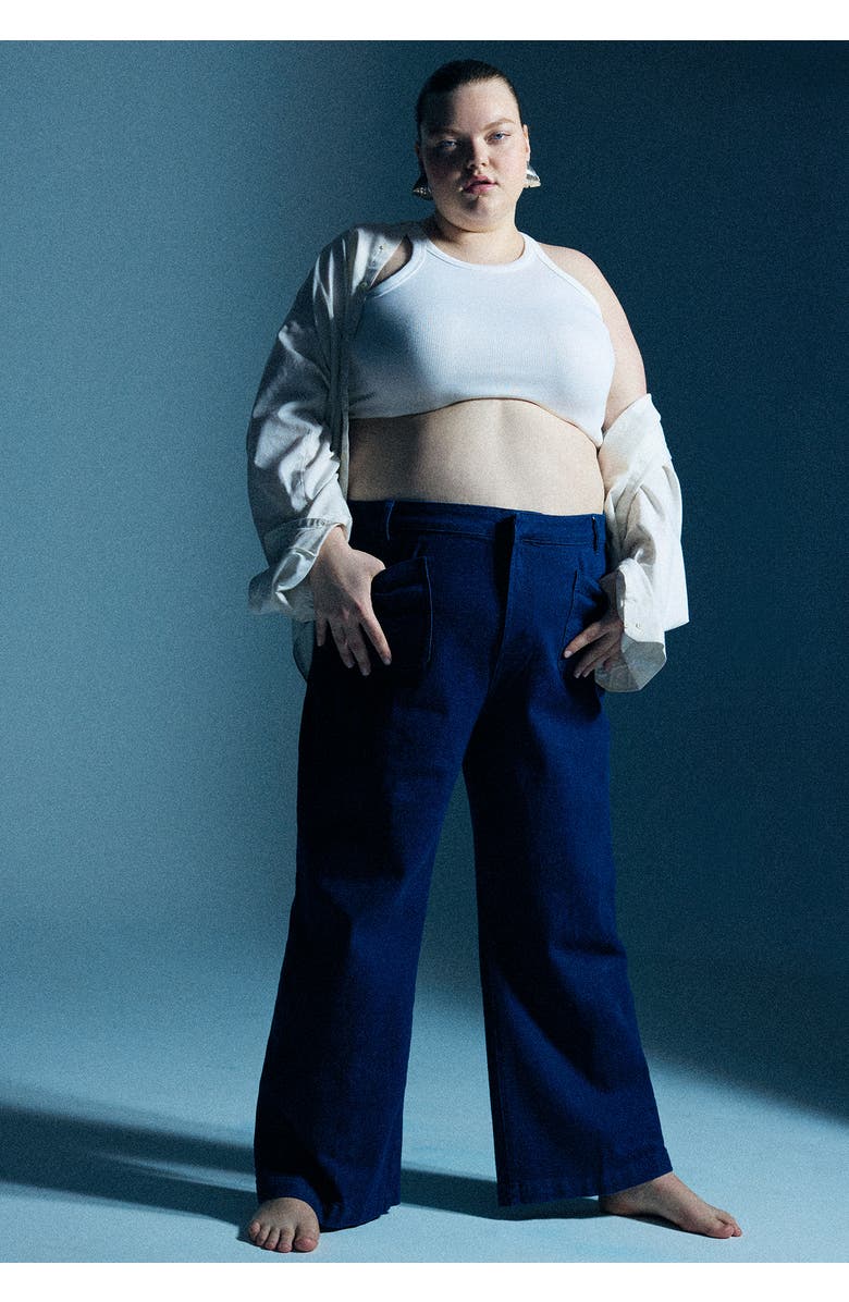 ELOQUII Petite The Trouser Jean, Alternate, color, True Dark Rinse Denim