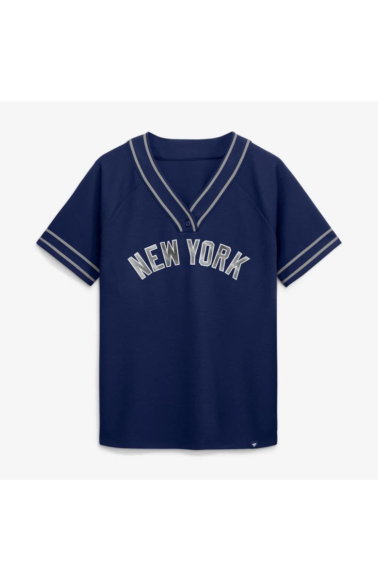 FANATICS Women's Fanatics Navy New York Yankees Diva Race Ahead Raglan V-Neck T-Shirt, Alternate, color, Navy
