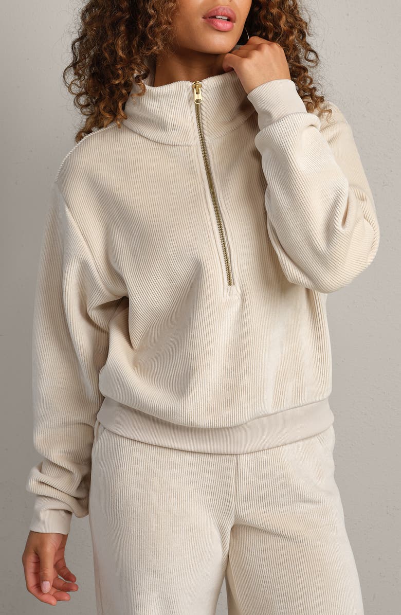 Rhone Plush Half Zip Pullover, Main, color, Bone