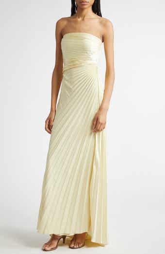 Bianca Pleated Strapless Gown