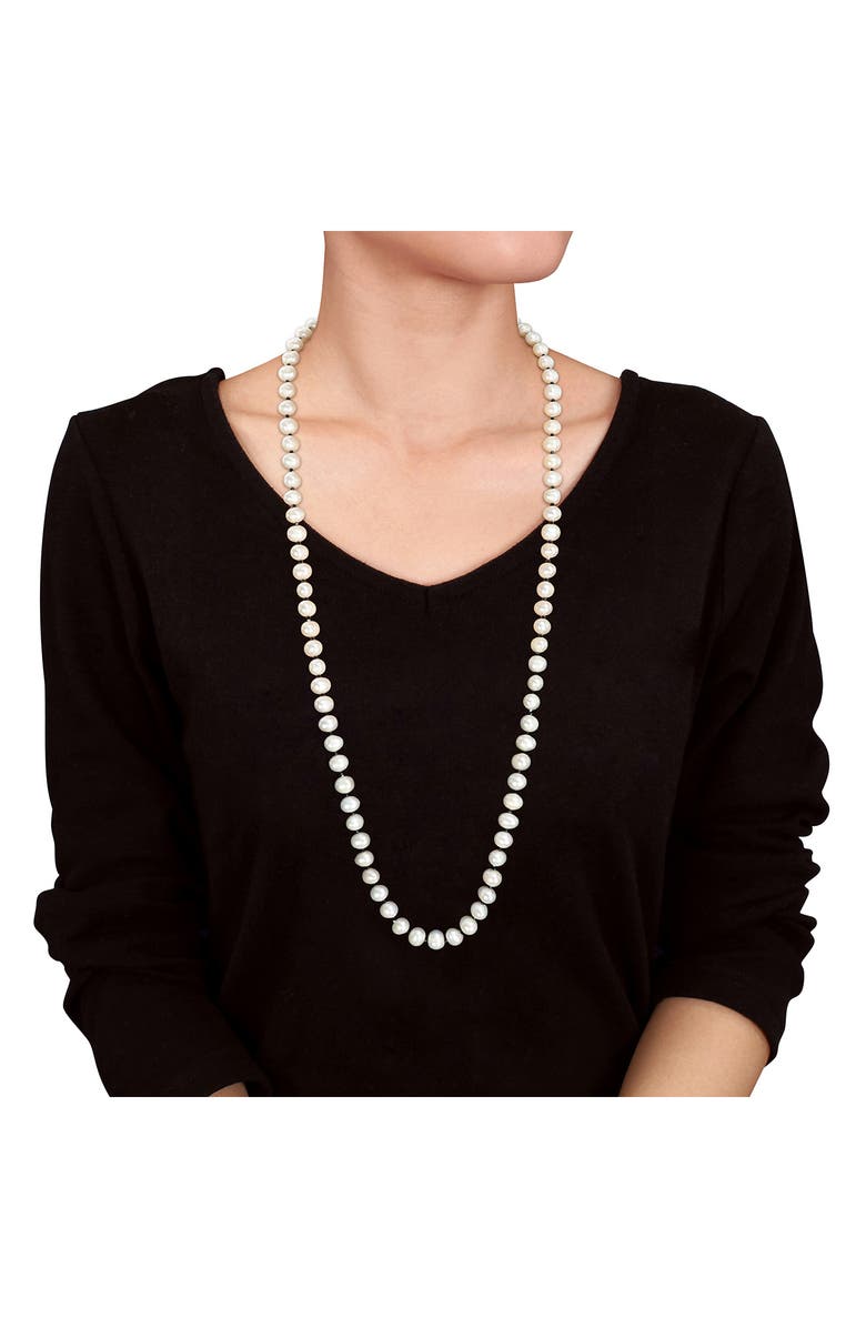 DELMAR Cultured White Pearl & Black Spinel Long Necklace, Alternate, color, 