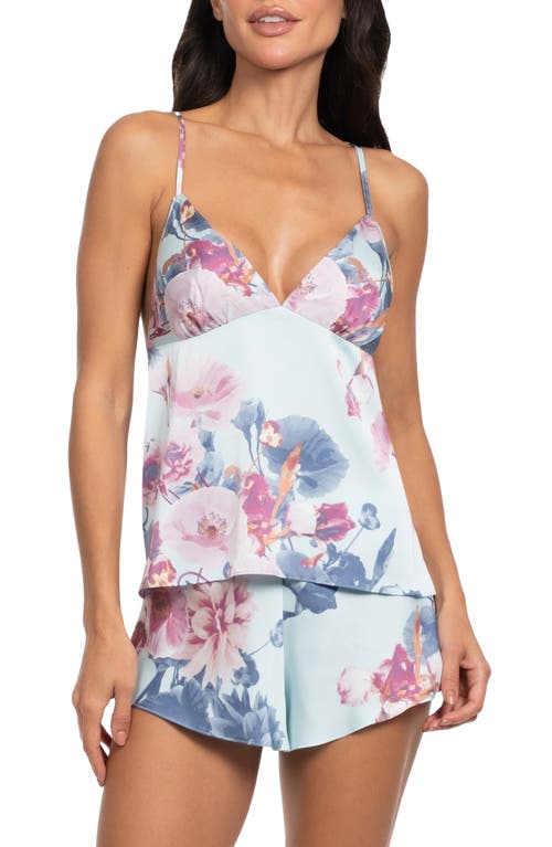 Midnight Bakery Print Satin Camisole & Tap Pajamas In White
