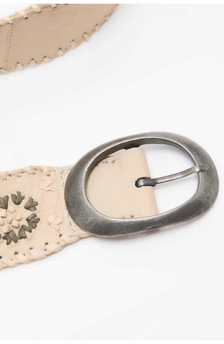 Free People Dreaming Whipstitch Leather Belt, Alternate, color, Natural