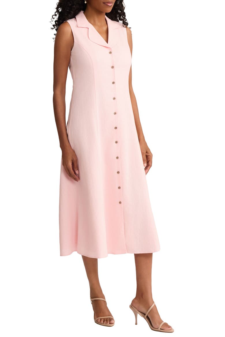 Sleeveless Linen Blend Midi Dress, Alternate, color, PETAL PINK