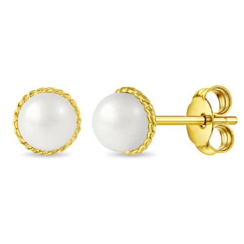 IN SEASON JEWELRY IN SEASON JEWELRY 14K BRAIDED EDGE PEARL GIRL EARRINGS 