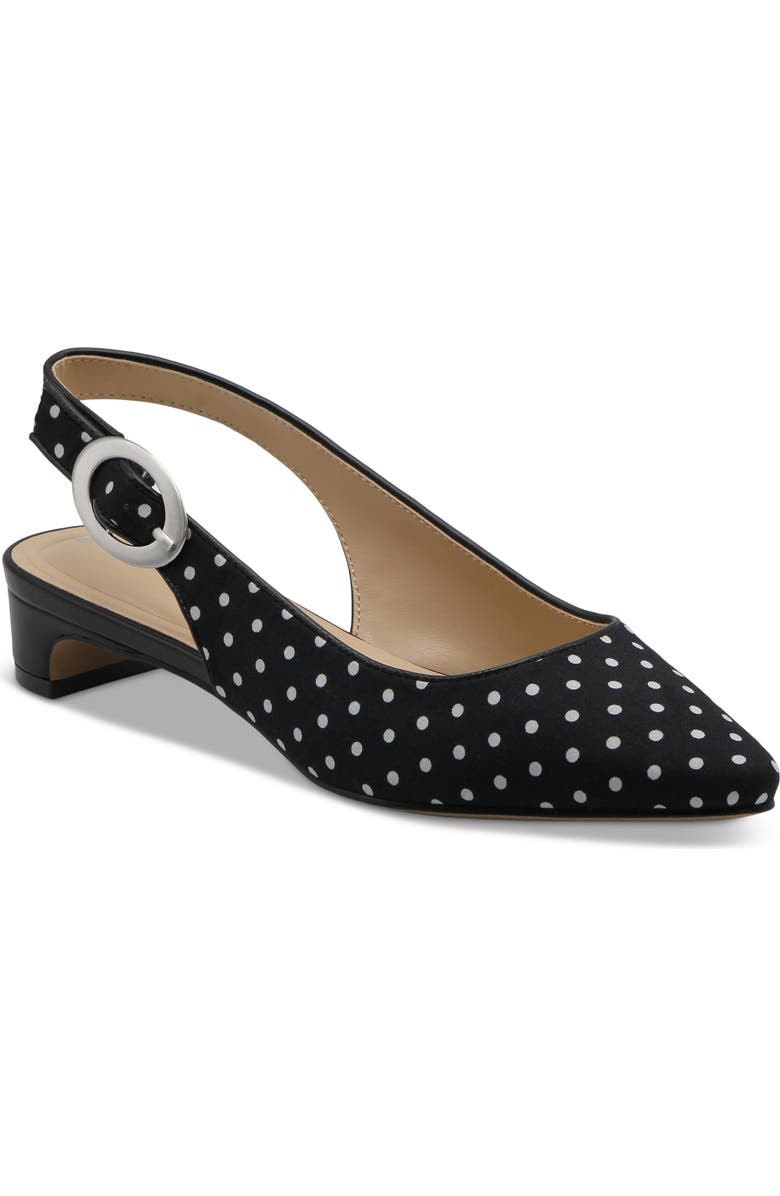 Adrienne Vittadini Papina 2 Pointed Toe Slingback Pump, Main, color, White Black Dot