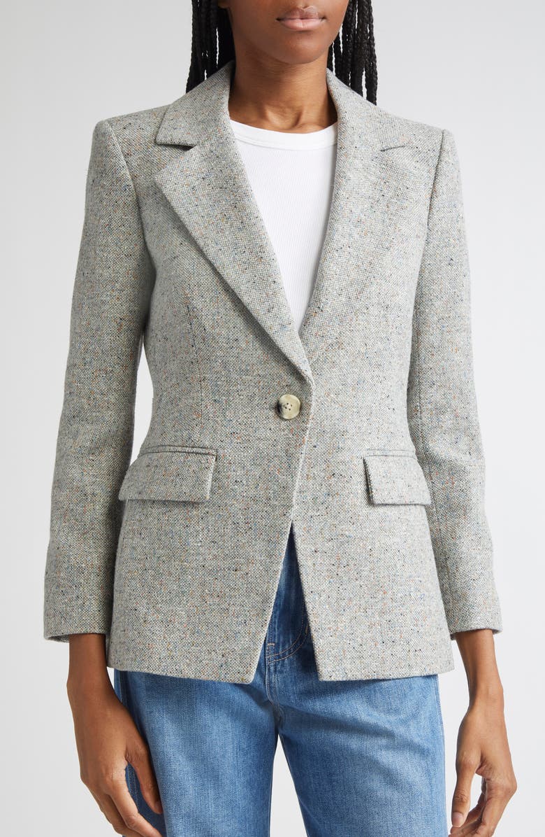 Veronica Beard Healy Donegal Tweed Dickey Jacket, Alternate, color, Antique Blue Melange