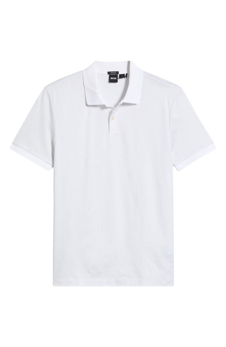 BOSS Parlay Floral Jacquard Cotton Polo, Alternate, color, White