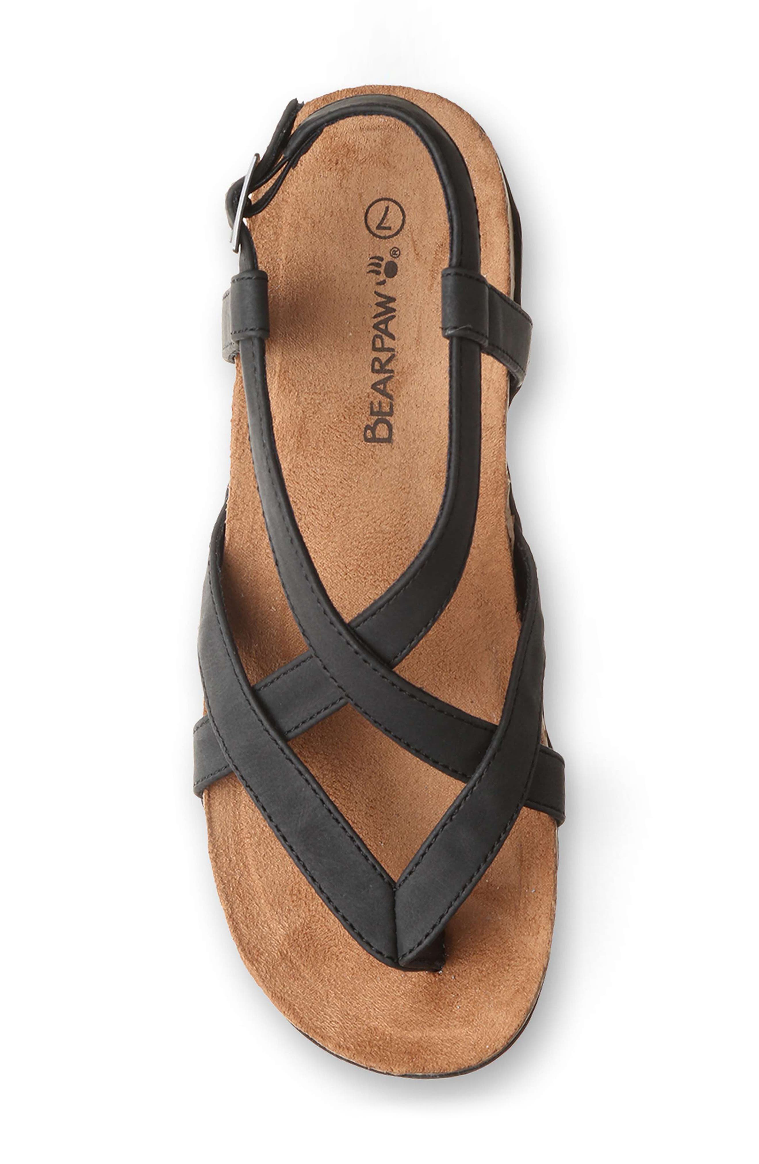 BEARPAW <p>Casita Faux Leather Sandal (Women)</p>, Alternate, color, Black
