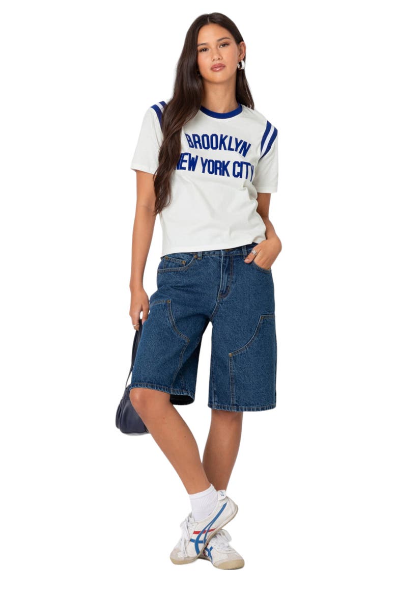 Jacqui Low Rise Denim Bermuda Shorts, Alternate, color, BLUE-WASHED