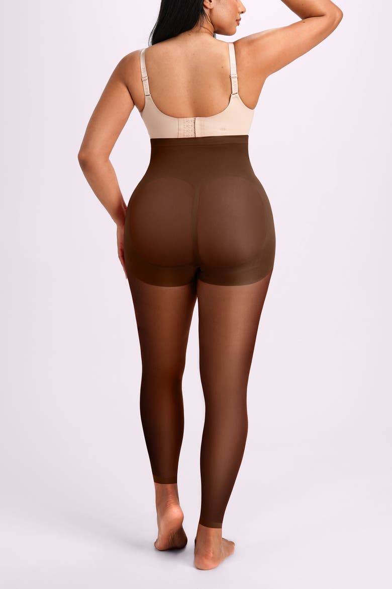 Seamless High-Waisted Sheer Shaping Tights, Alternate, color, Brown