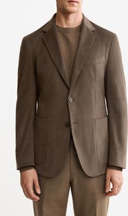 MANGO Slim Fit Stretch Cotton Blazer