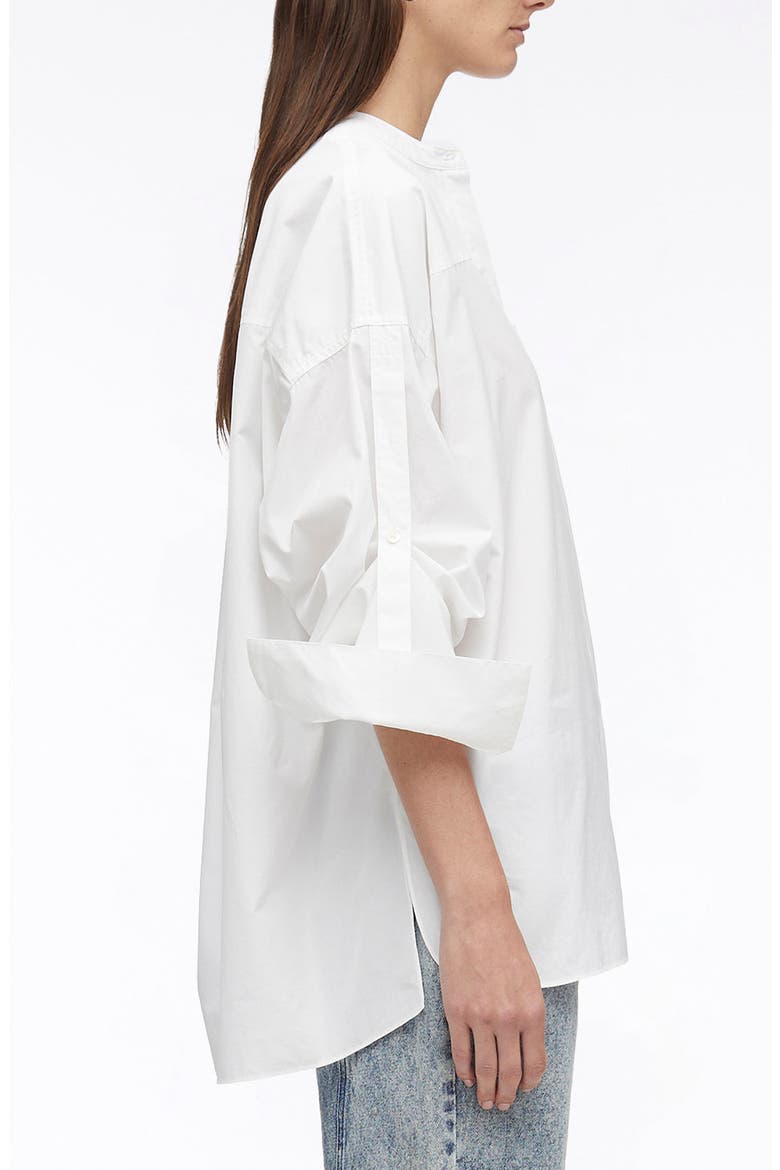 Cotton Poplin Shirt with Sleeve Ties, Alternate, color, WHITE