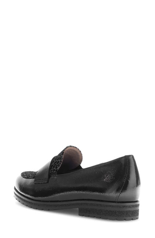 Gabor Leopard Mixed Media Loafer In Black