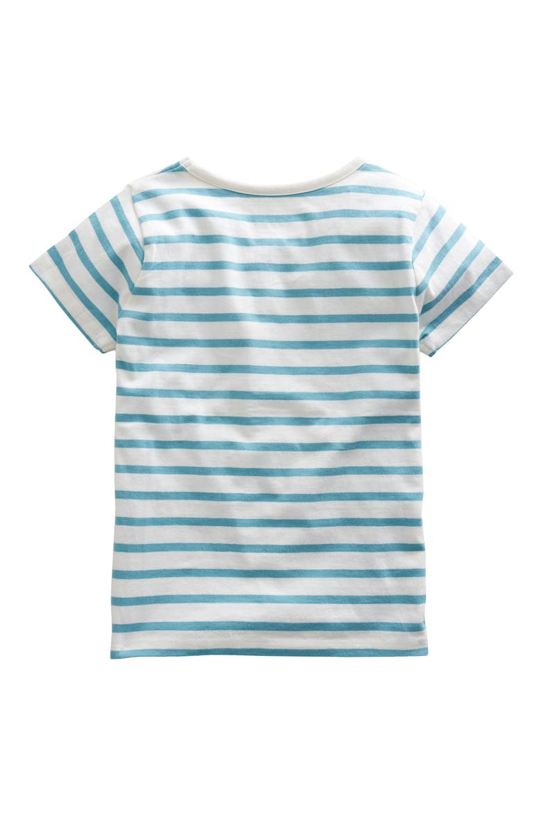 Kids' Stripe Appliqué Cotton Graphic T-Shirt, Alternate, color, AQUA SEA/ IVORY