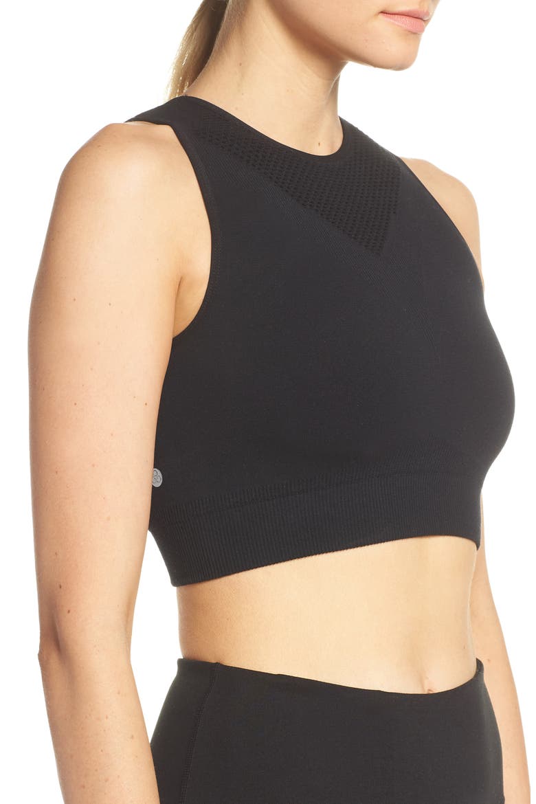 So True Seamless Longline Sports Bra, Alternate, color, BLACK