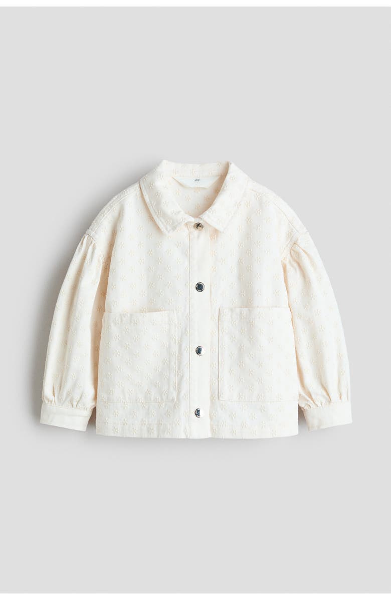 H&M Embroidered Twill Jacket, Main, color, White