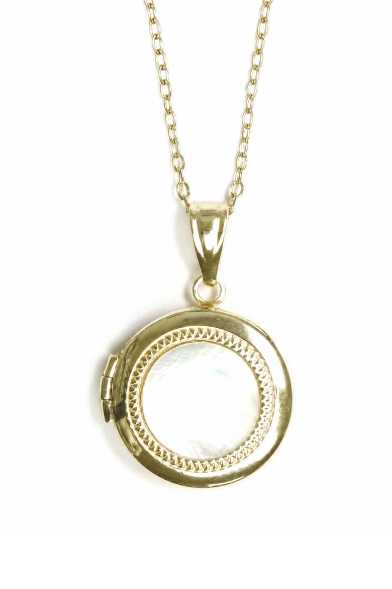 Finley 14k Gold Plated Mother-of-Pearl Locket Necklace, Main, color, GOLD