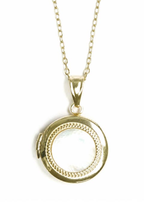 Finley 14k Gold Plated Mother-of-Pearl Locket Necklace