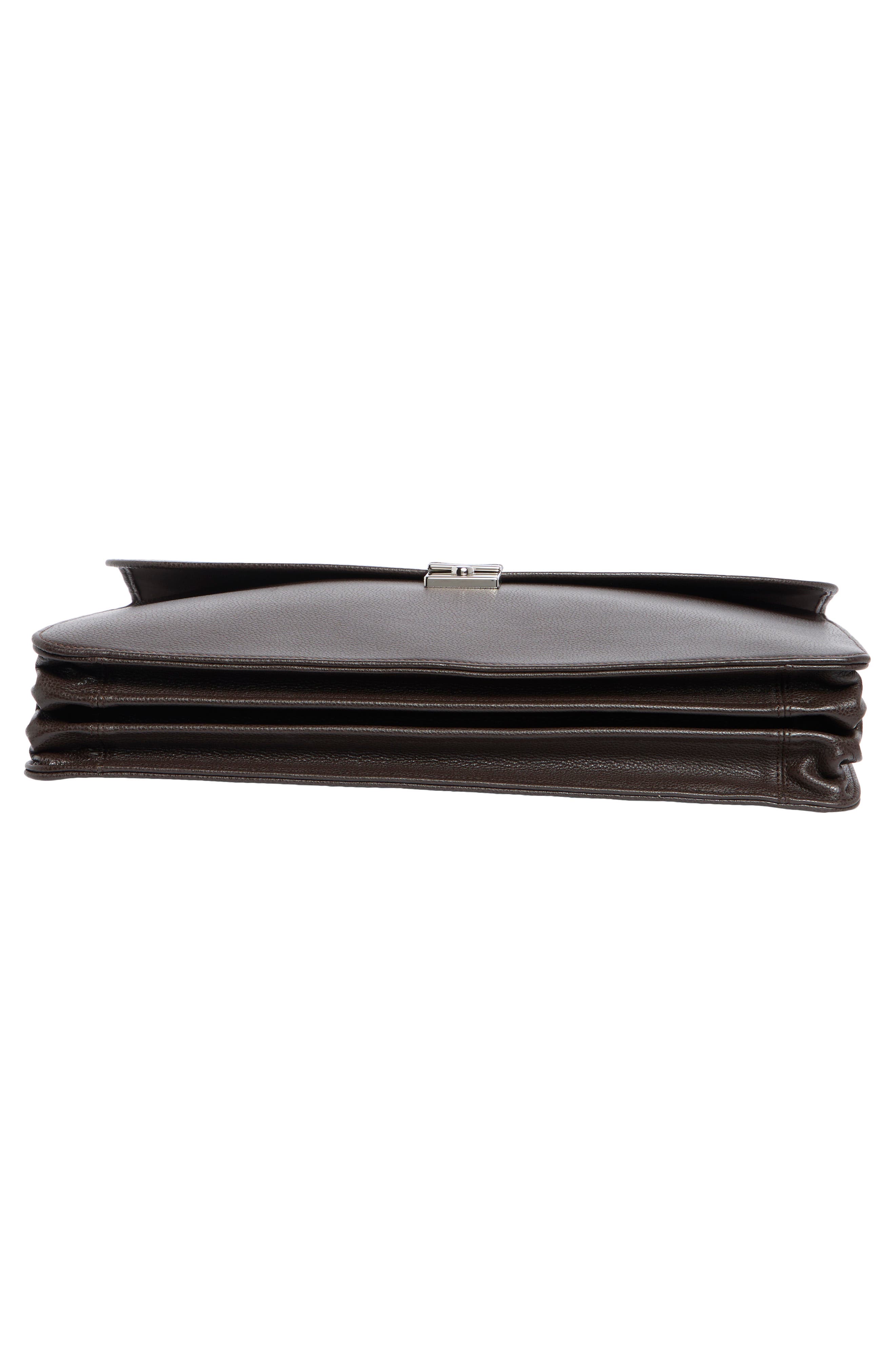 Longchamp Leather Flap Briefcase, Alternate, color, Moka