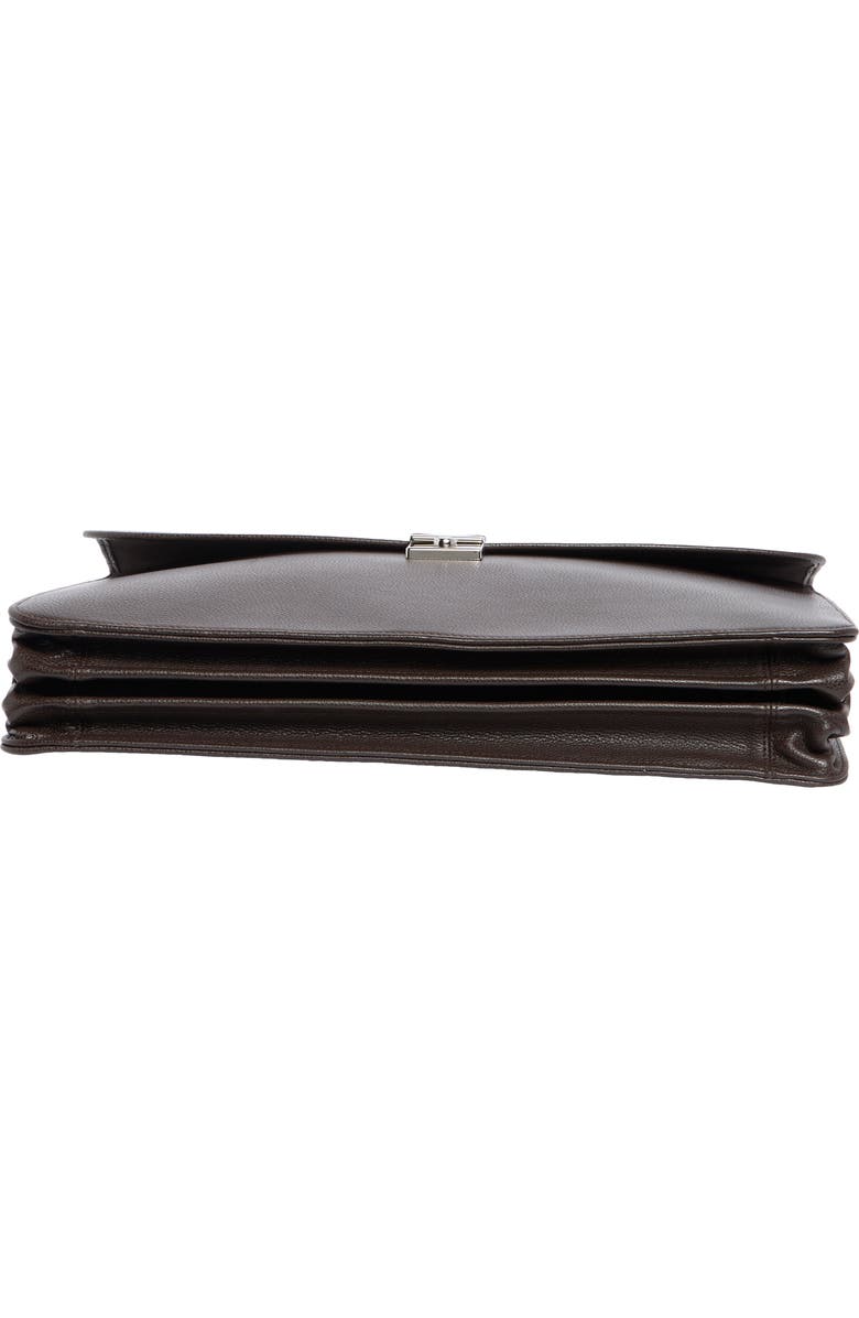 Longchamp Leather Flap Briefcase, Alternate, color, Moka