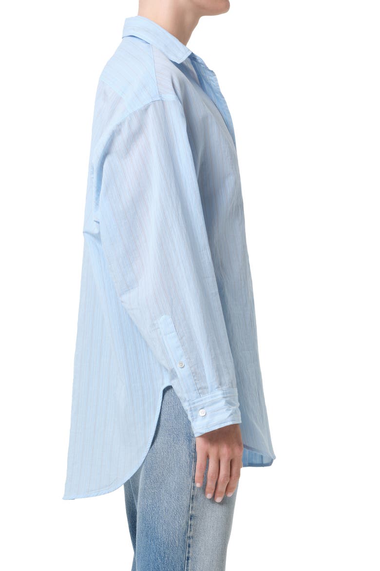 Sona Pinstripe Oversize Button-Up Shirt, Alternate, color, FONTANA STRIPE POWDER BLUE