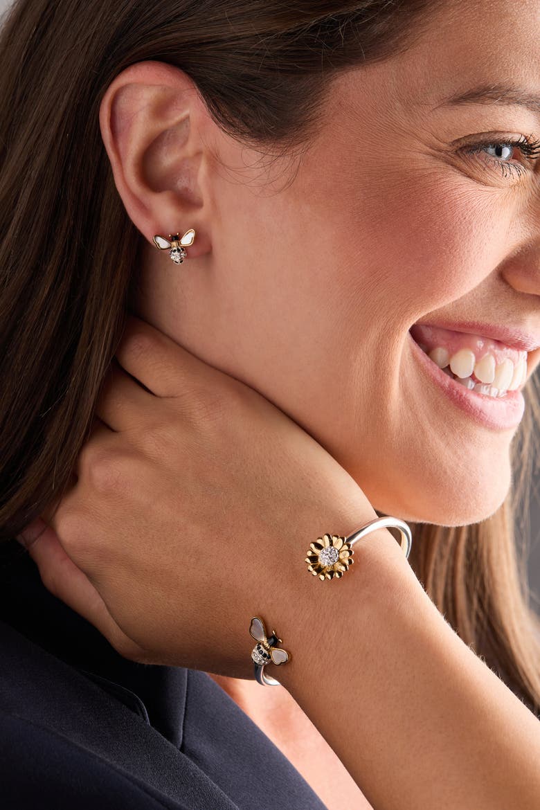 Sunflower & Bee Flex Cuff, Alternate, color, Silver