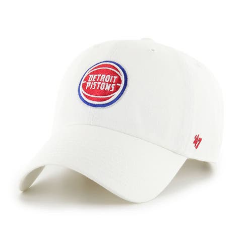 Men's '47  White Detroit Pistons Clean Up Adjustable Hat