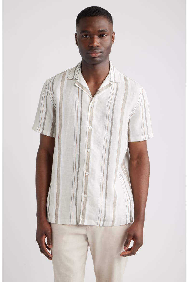 Stripe Linen Camp Shirt, Main, color, BEIGE BRUCE STRIPE