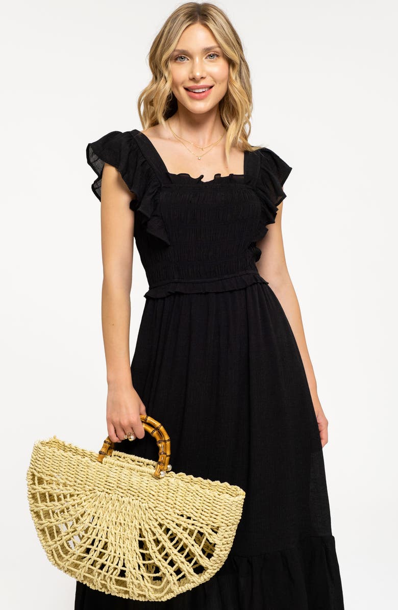 AUGUST SKY Ruffle Cap Sleeve Fit & Flare Maxi Dress, Alternate, color,