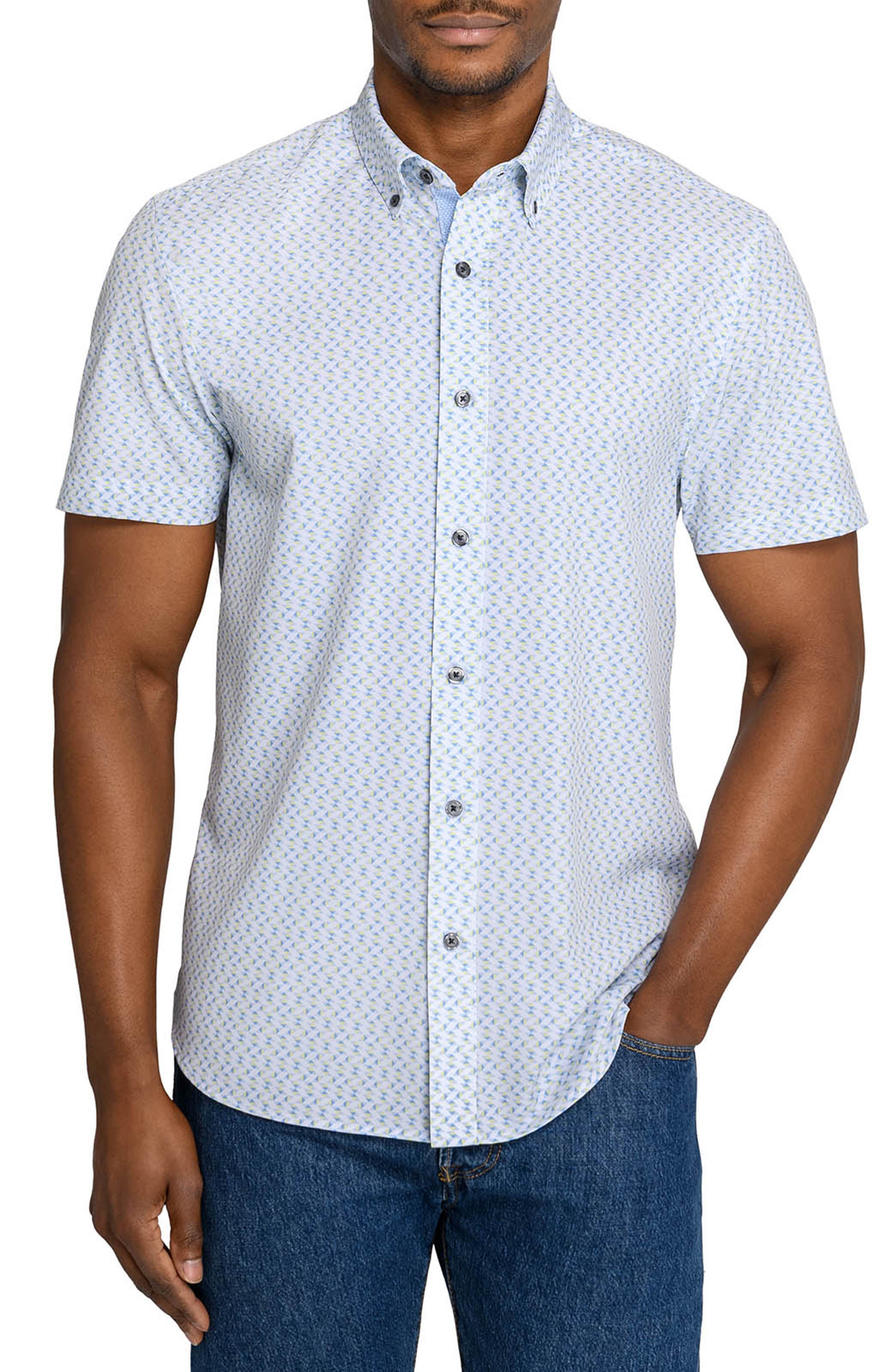 Slim Fit Zig Zag Woven Short Sleeve Basic Shirt - image 3