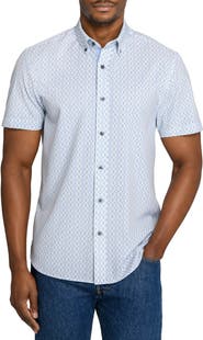 CONSTRUCT Slim Fit Zig Zag Woven Short Sleeve Basic Shirt