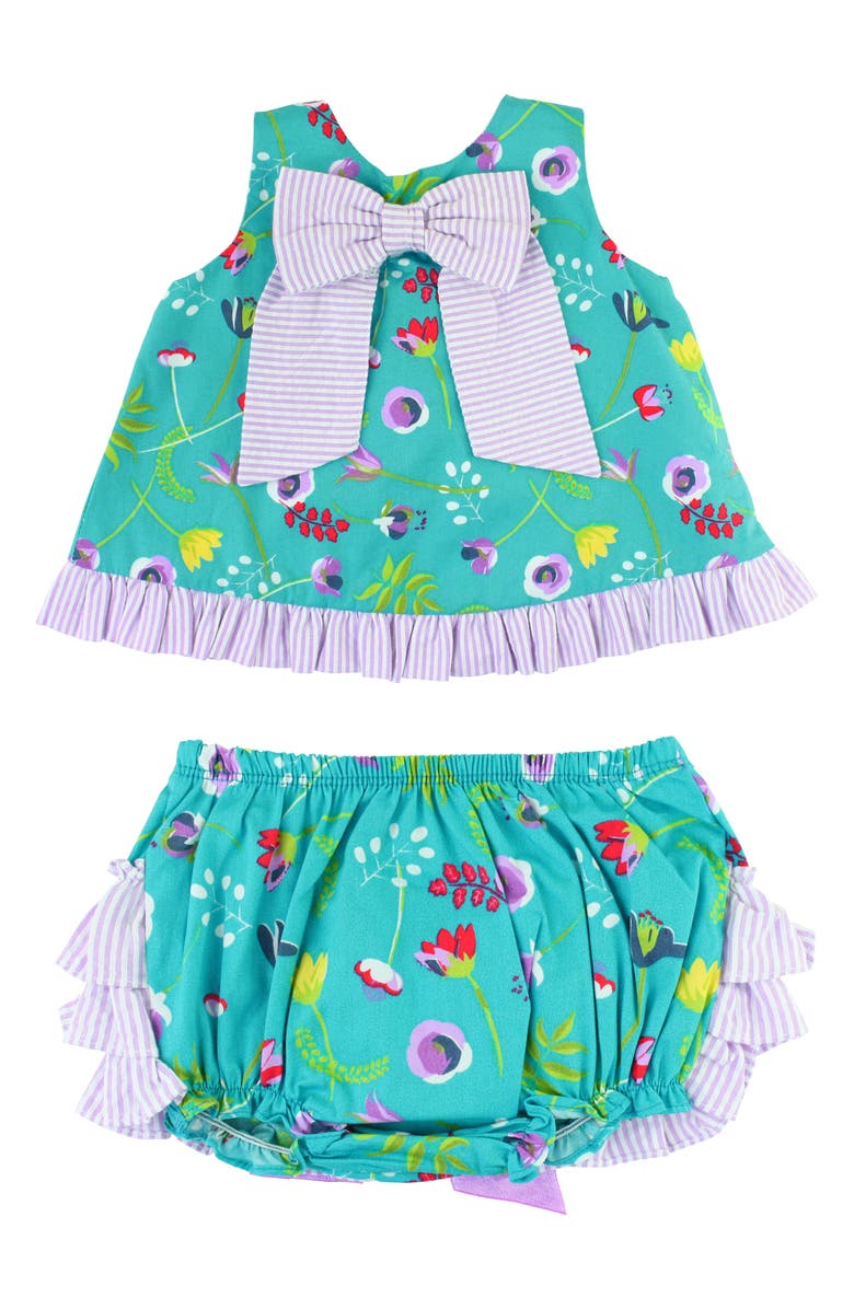RuffleButts Sweet Meadow Swing Top & Bloomers Set, Main, color, 